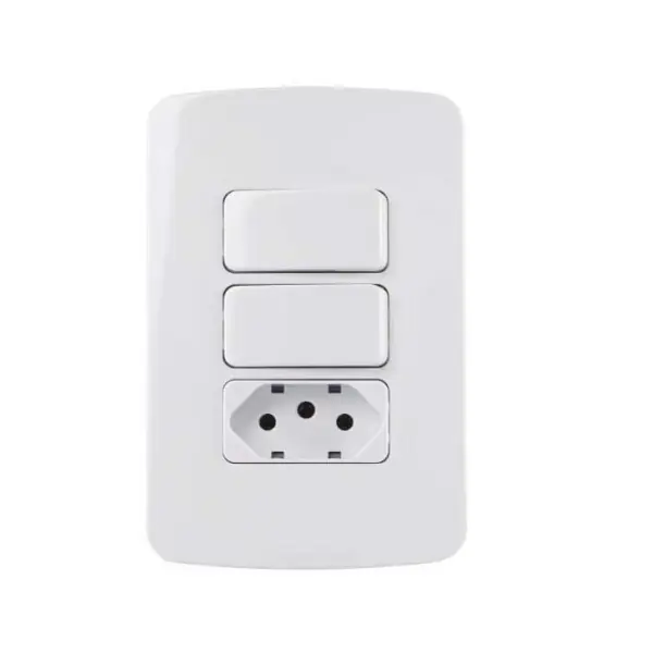 Conjunto 2 Interruptor Simples + Tomada 10a 4x2 B3 Margirius