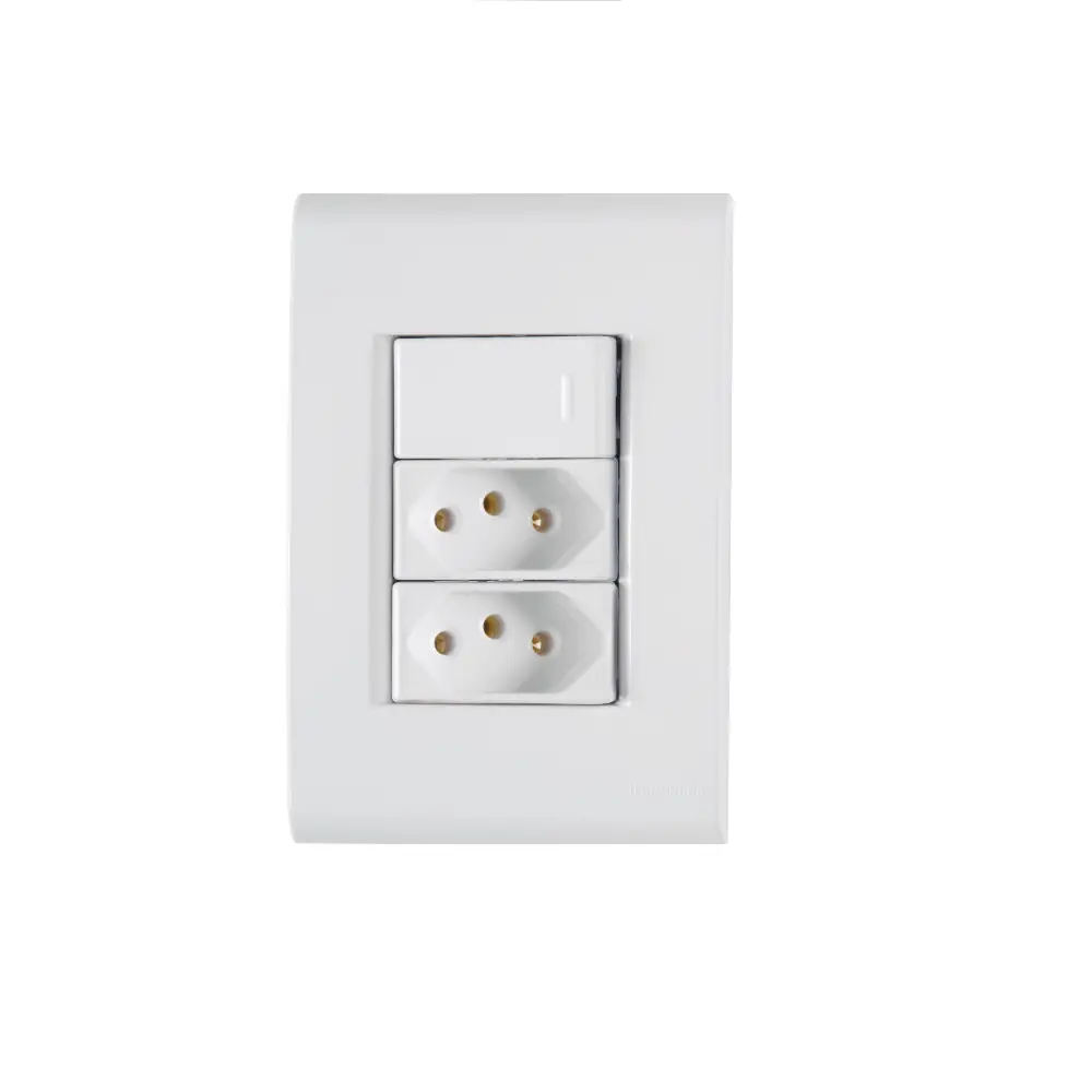 Conjunto Interruptor Simples + 2 Tomada 2p+t 10a 4x2 Tramontina Liz