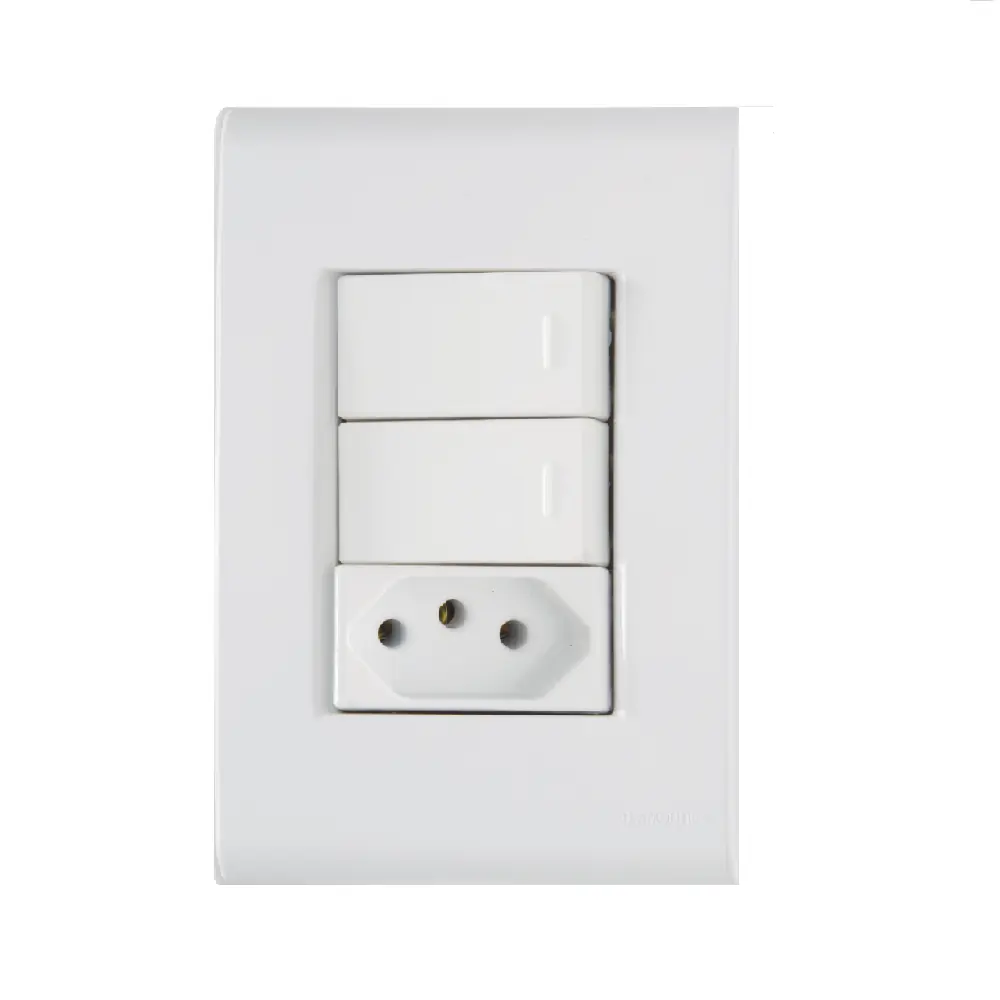 Conjunto 2 Interruptor Simples + Tomada 2p+t 10a 4x2 Tramontina Liz