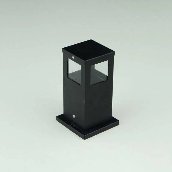 Poste Balizador De Jardim 4 Vidros Pequeno 25cm Em Alumínio Preto Rl