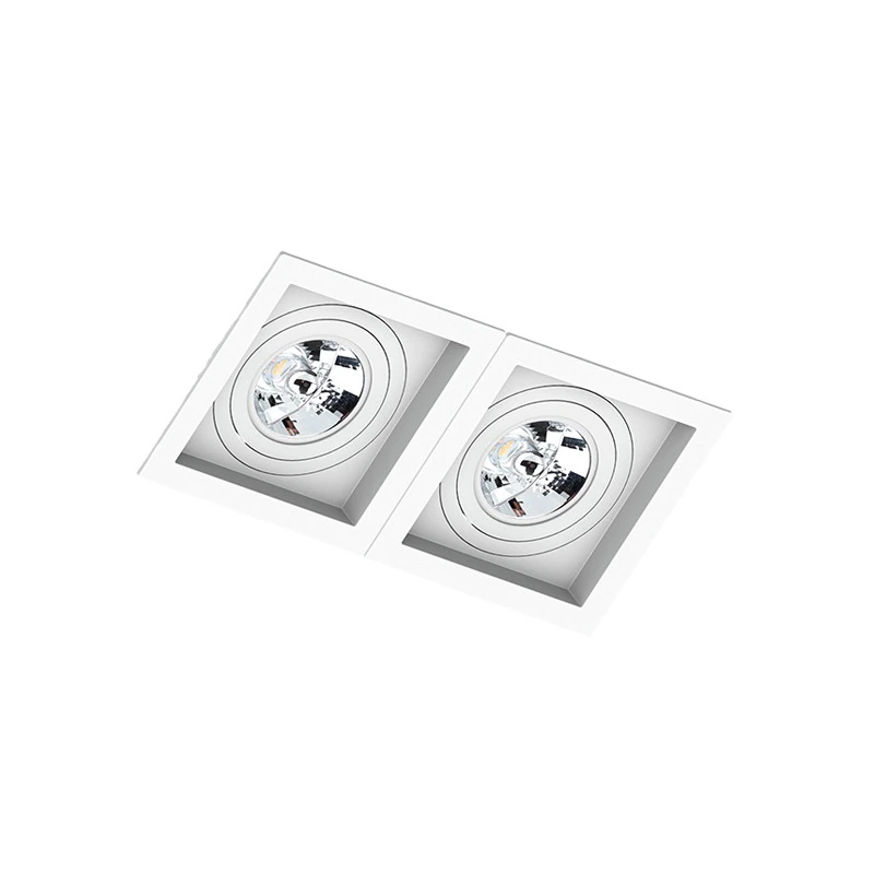Spot Duplo Embutir Quadrado Recuado Branco Para Ar70 Gu10