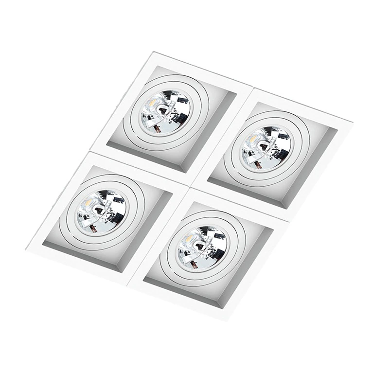 Spot Quadruplo Embutir Quadrado Recuado Branco Para Ar70 Gu10