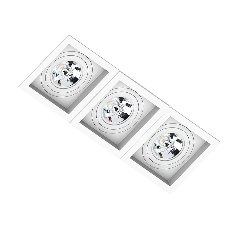 Spot Triplo Embutir Quadrado Recuado Branco Para Ar70 Gu10