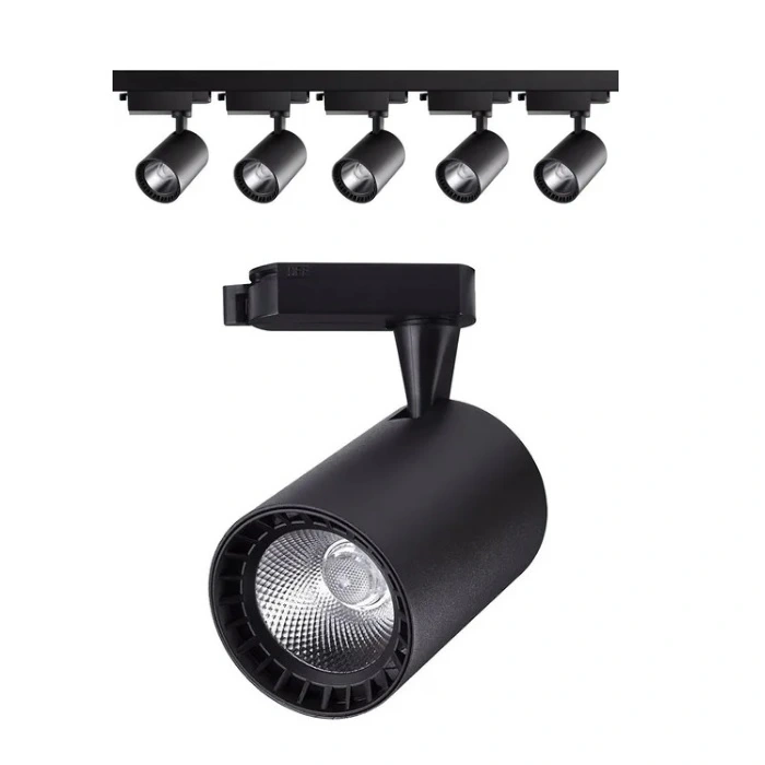 Trilho Eletrificado 4m + 5 Spot Led 20w 3000k Bivolt Preto