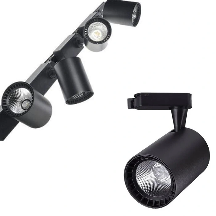 Trilho Eletrificado 1m + 2 Spot Led 20w 3000k Bivolt Preto