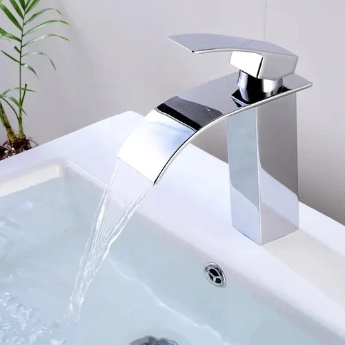 Torneira Monocomando Cromada Metal Para Banheiros Estilo Cascata