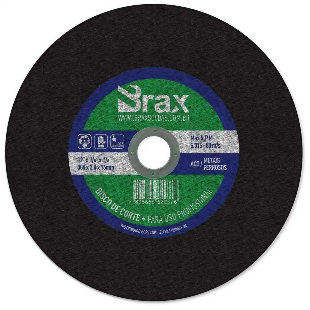 Disco De Corte Para Aço E Materiais Ferrosos 12" 300 X 3.0 X 16mm - Brax