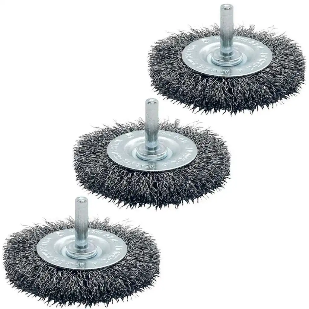Kit 3un Escova De Aço Ondulado Circular Haste 75x10 - Pequi