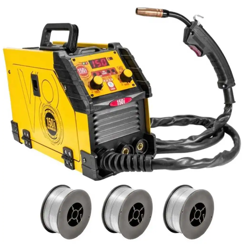 Máquina Multiprocesso 150i 150a 220v + 3 Arame Solda Mig Revestido Uso Sem Gás 0,8mm E71t-sg Rolo 1kg - Galzer