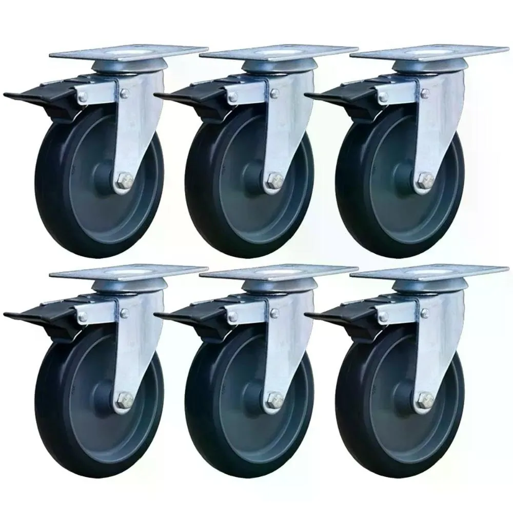 Kit 6 Rodízios Anti Risco Móveis 6" 153mm 510kg Com Freio - Colson