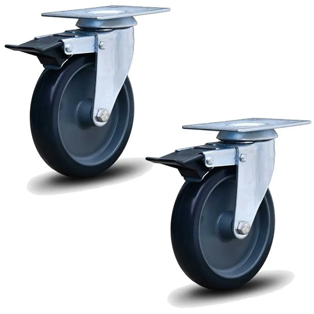 Kit 2 Rodízios Anti Risco Móveis 6" 153mm 85kg Com Freio - Colson