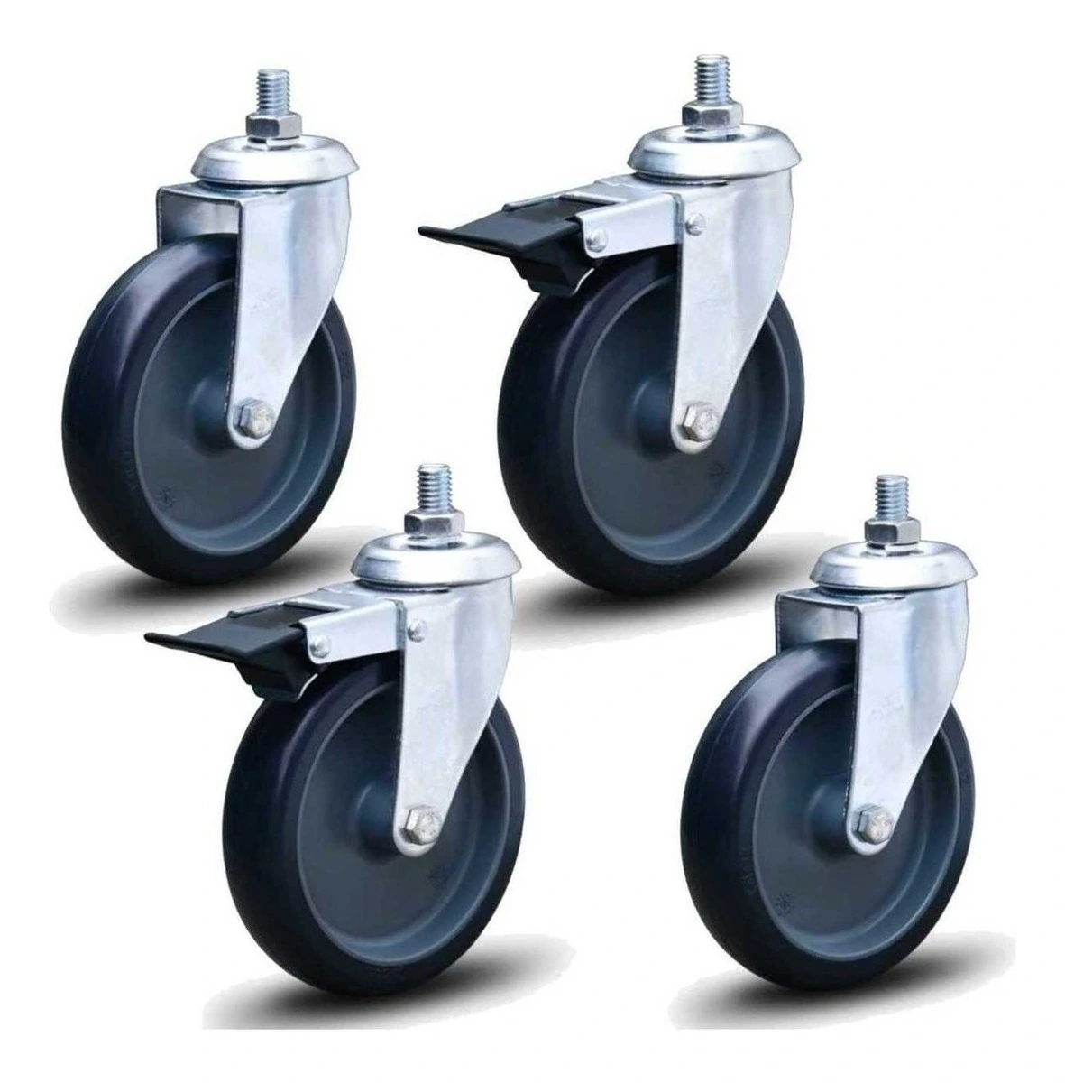 Kit 2 Rodízios Anti Risco Móveis 6" 153mm 85kg Sem Freio + 2 Rodízios Anti Risco Móveis 6" 153mm 85kg Com Freio - Colson