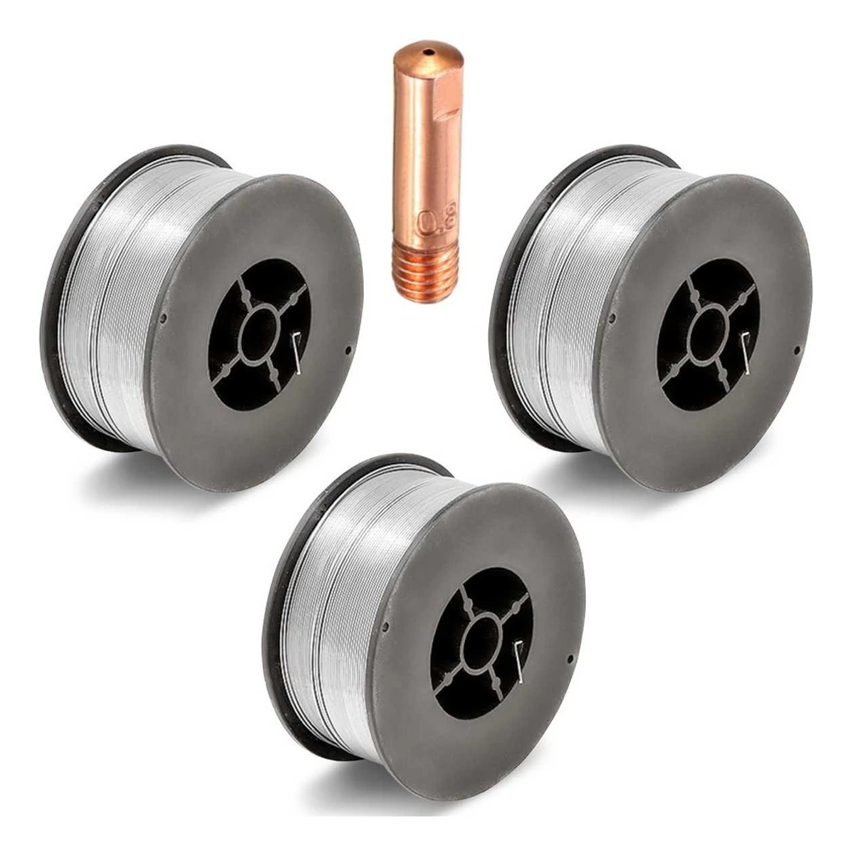 Kit 3 Arames Mig Revestido Uso Sem Gás 0,8mm E71t-sg - 1kg Galzer + 1 Bico De Contato M6x25 0,8mm