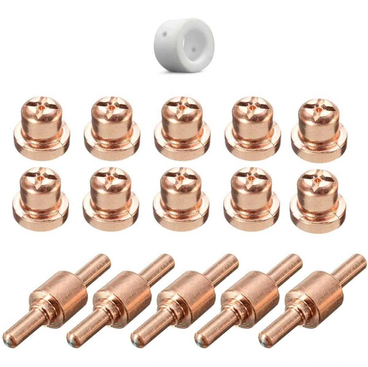 Kit Consumível Tocha Pt31 Cut40 Cut50 26 Peças Tipo Curto - 10 Bicos + 5 Eletrodos + 1 Anel Cerâmico