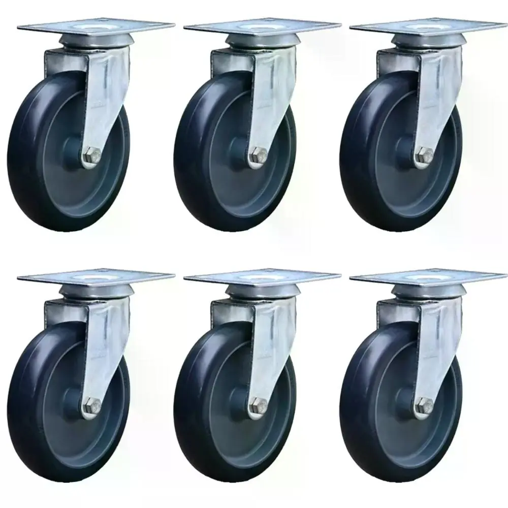 Kit 6 Rodízios Anti Risco Móveis 5" 128mm 450kg Sem Freio - Colson - 2515