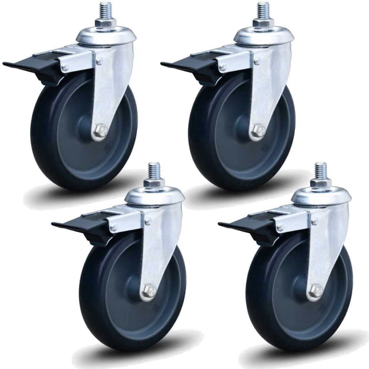 Kit 4 Rodízios Anti Risco Móveis 5" 128mm 300kg Com Freio - Colson - 2518
