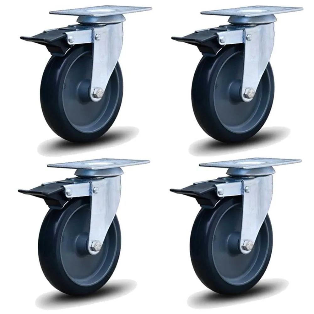 Kit 4 Rodízios Anti Risco Móveis 6" 153mm 340kg Com Freio - Colson