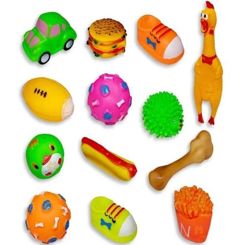 Brinquedos Diversos Em Vinil Para Cães De Pequeno E Médio Porte Elo 12un