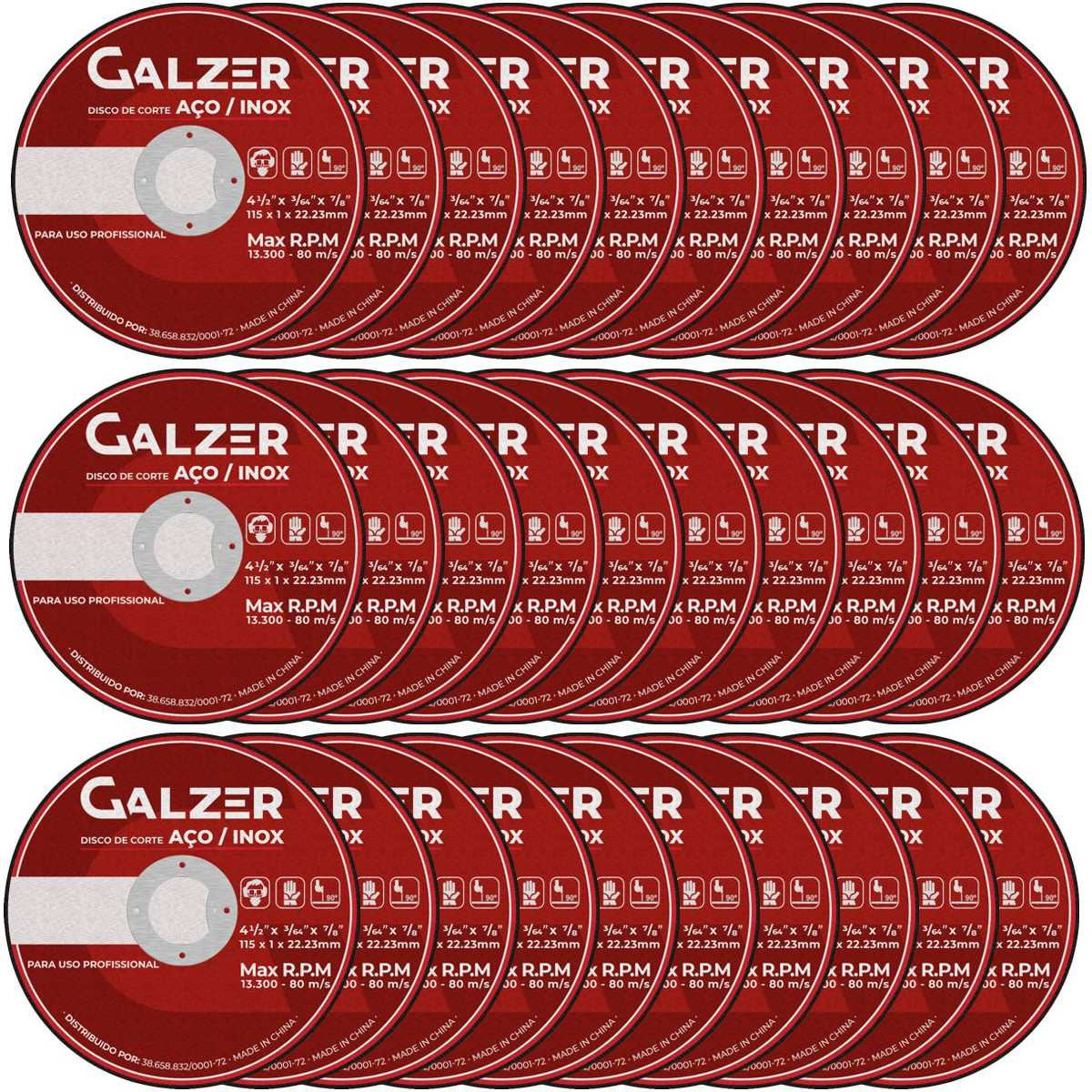 Kit 50 Disco De Corte Fino Aço/inox 4.1/2 - Galzer