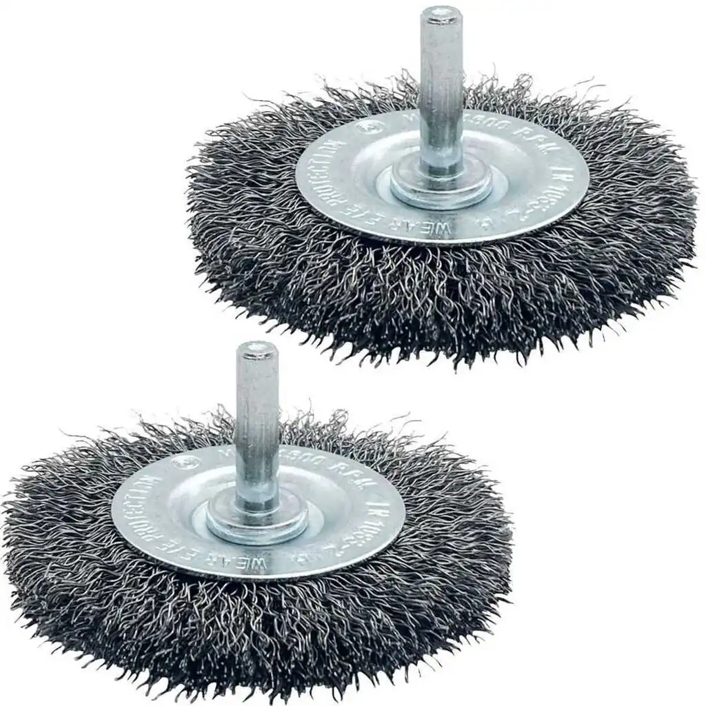 Kit 2un Escova De Aço Ondulado Circular Haste 75x10 - Pequi