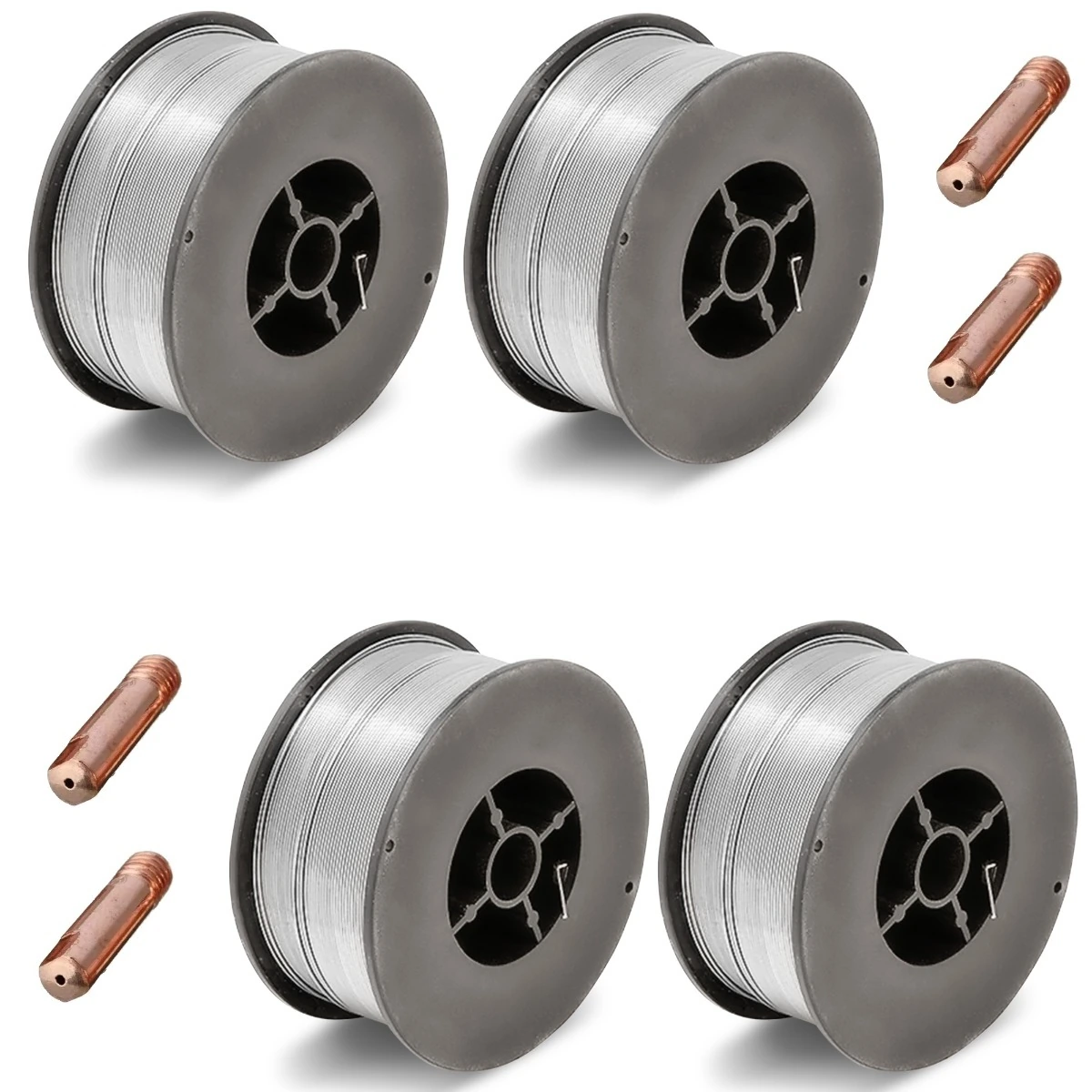 Kit - 4 Arame Solda Mig S/gás 0,8mm 1kg + 4 Bicos De Contato 0,8mm 15ak