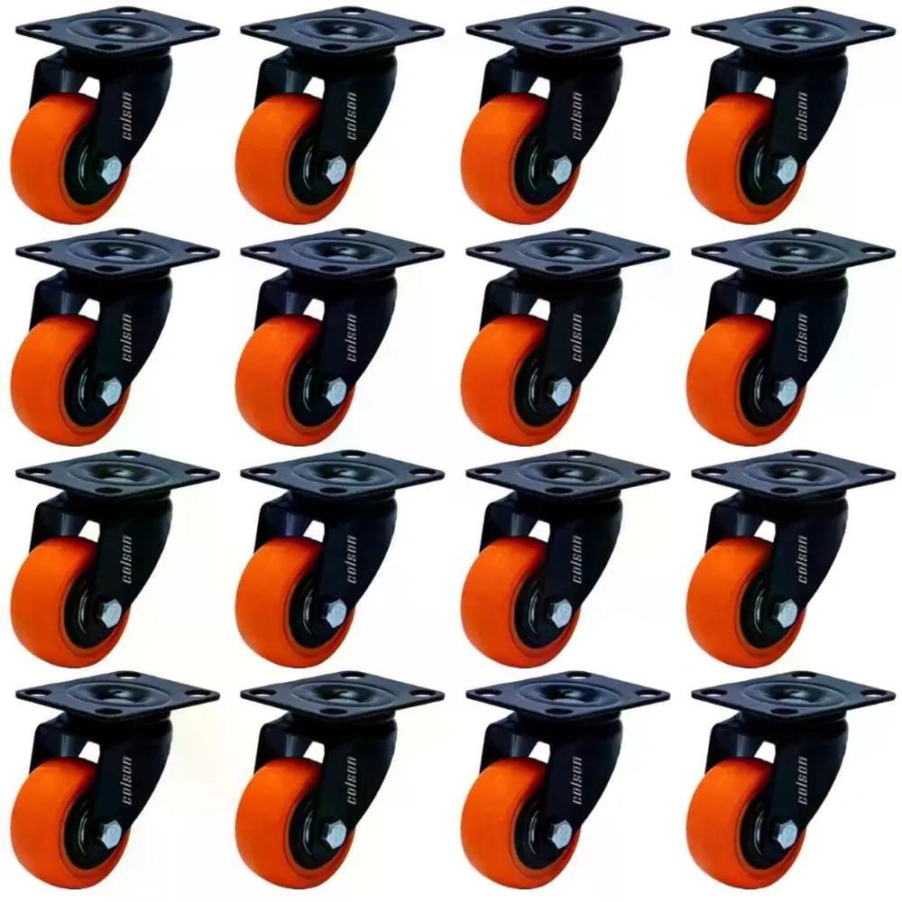 Kit 16 Rodízios Giratórios Black Móveis 50mm 50kg Laranja - Colson