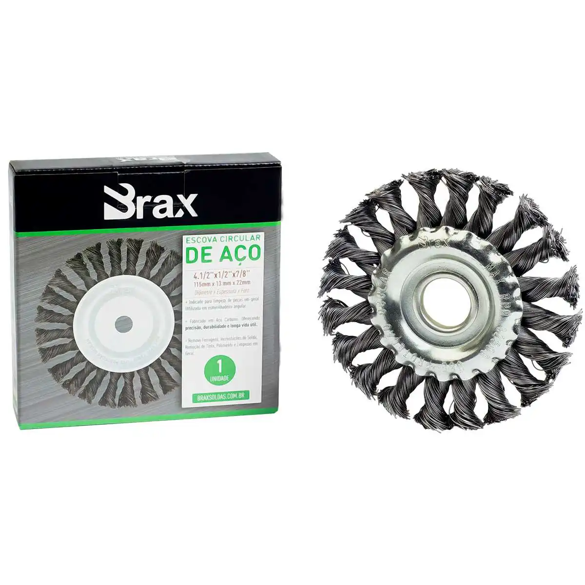 Escova Circular De Aço Trançado 6"x1/2"x7/8" (150mm X 13mm X 22mm) - Brax