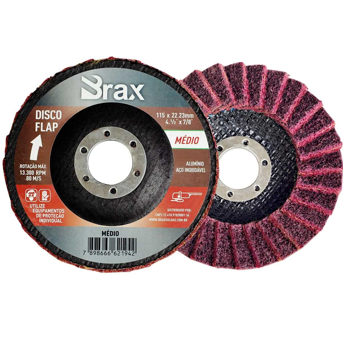 Disco Flap De Acabamento Em Aço Inox / Alumínio 4.1/2" Médio - Brax