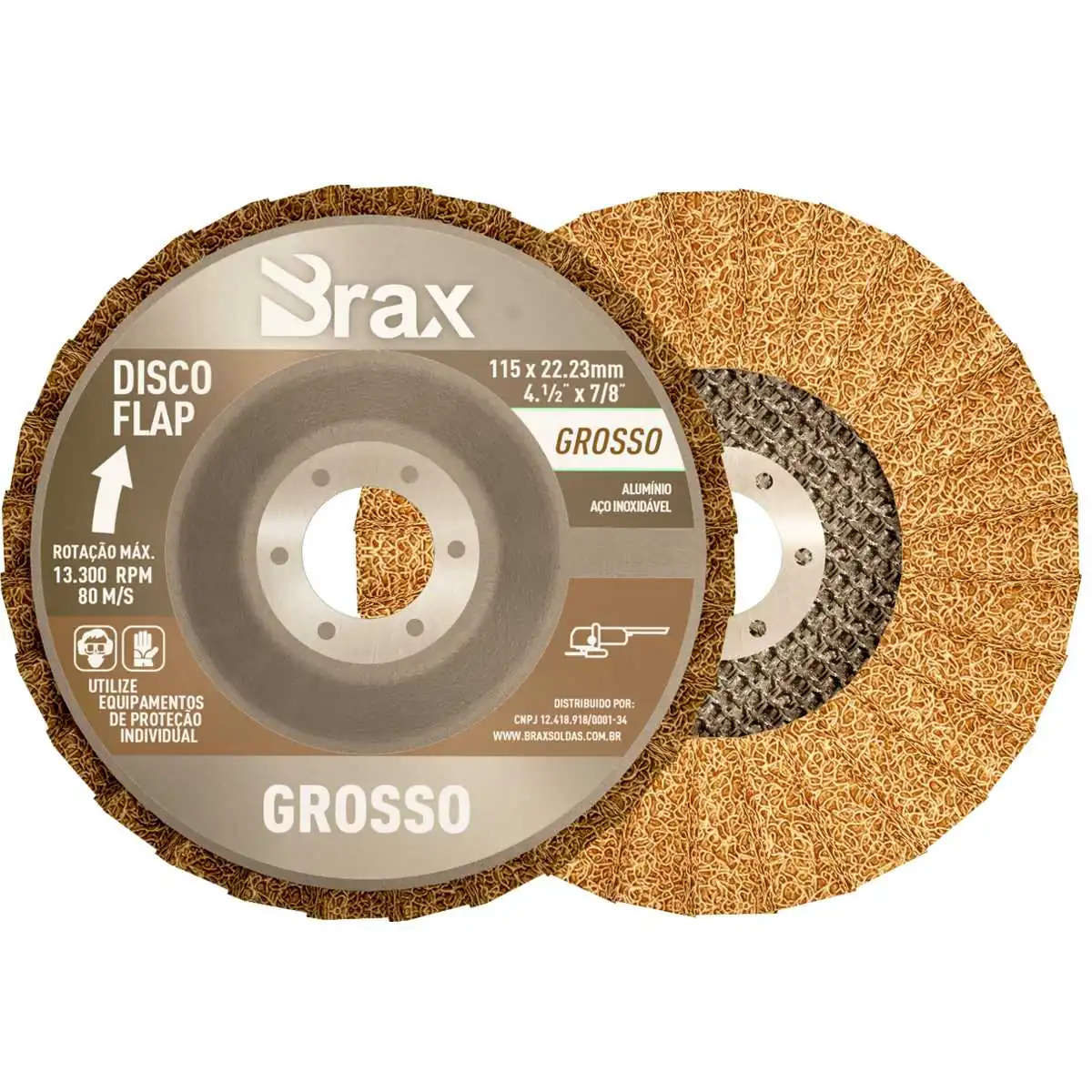 Disco Flap De Acabamento Aço Inox / Alumínio 4.1/2" Grosso - Brax
