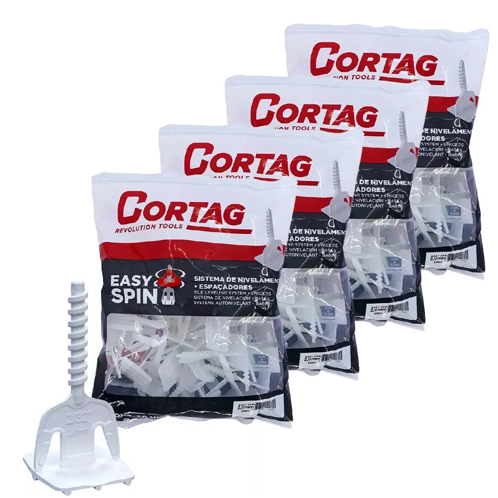Kit 200 Espaçador Nivelador Piso Easy Spin Rosca 2mm Cortag