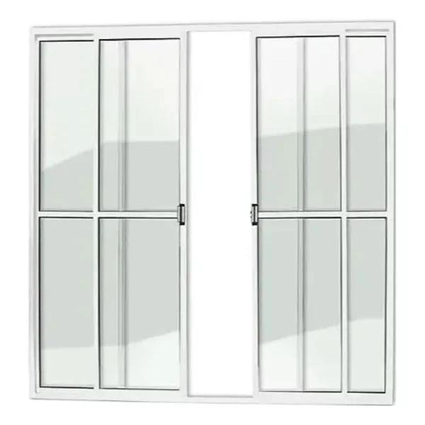 Porta Sacada 4 Folhas Aluminio Branco C/trinco 2.10x1.50 Com Vidro