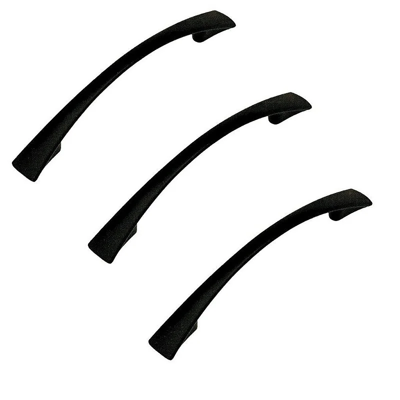 Kit 3 Puxador Italy Line Preto Fosco 2092 Metal 96mm