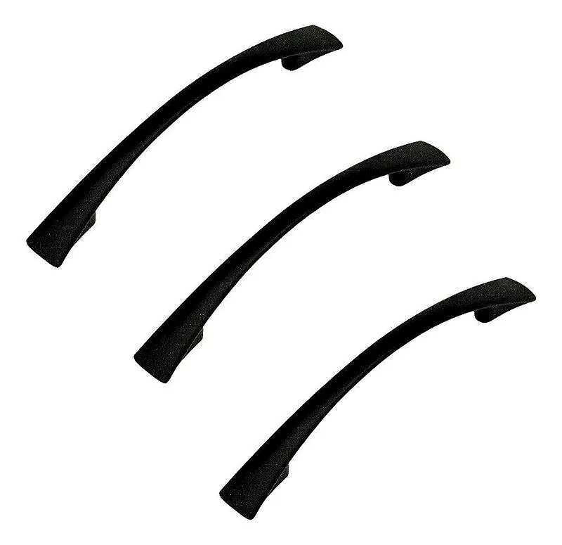 Kit 3 Puxador Italy Line Preto Fosco 2092 Metal 128mm