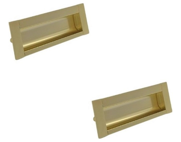 Kit 2 Puxador Concha Dourado Il155 Metal 128mm C/ Parafusos