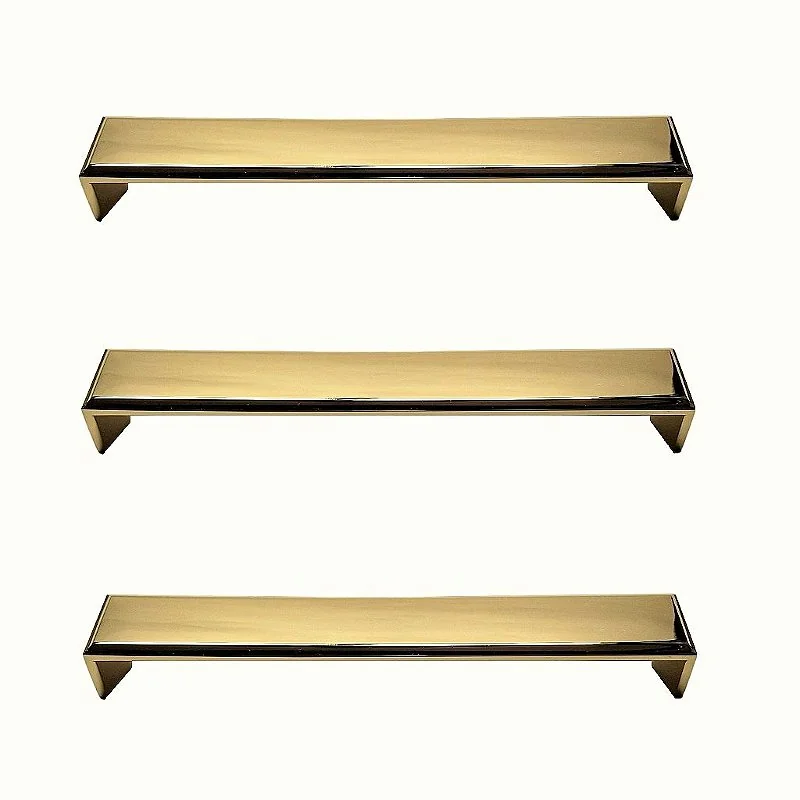 Kit 3 Puxador Creta Zen Gold Brilhante Dourado 192 Mm