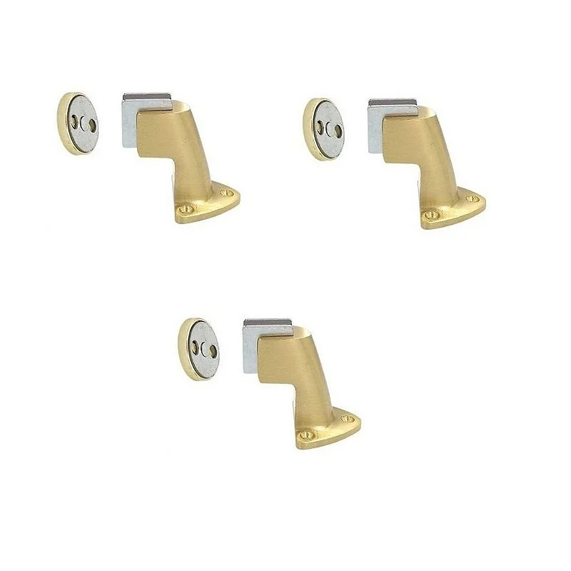 Kit 3 Prendedor Trava Porta 808 Magnético Dourado Escovado Imab