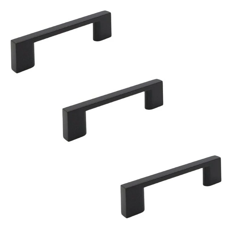 Kit 3 Puxador Preto Fosco Il 950 Italy Line Metal 64mm