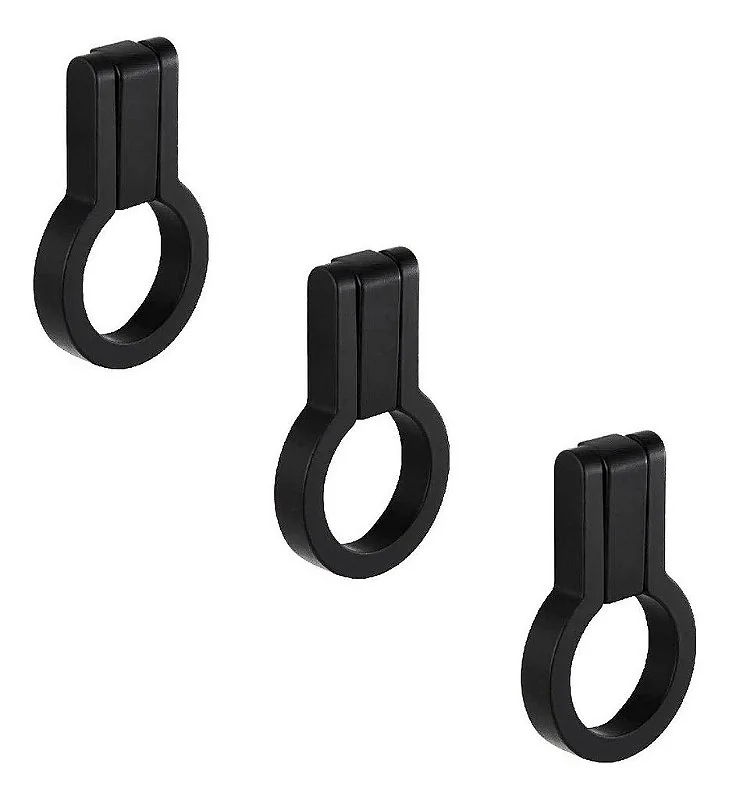 Kit 3 Puxador Antique Ponto Zen Preto Zp5404.24 Pingente