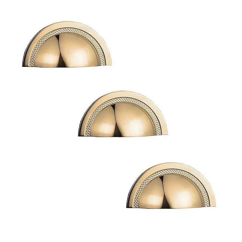 Kit 3 Puxador Shell 48 Mm Zen Gold (dourado Brilhante)