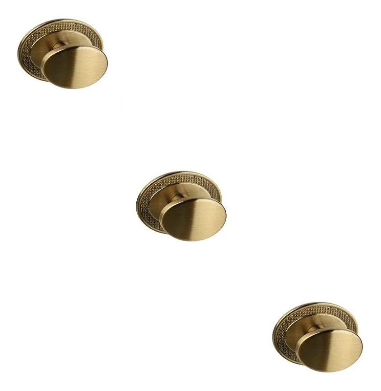 Kit 3 Puxador Beetle Com Base Granada Zen Gold Escovado