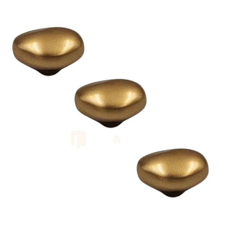 Kit 3 Puxador Seixo P 30mm X 23mm Dourado Matte (fosco) Zen