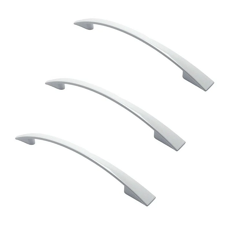 Kit 3 Puxador Branco Italy Line 2092 Metal 128mm