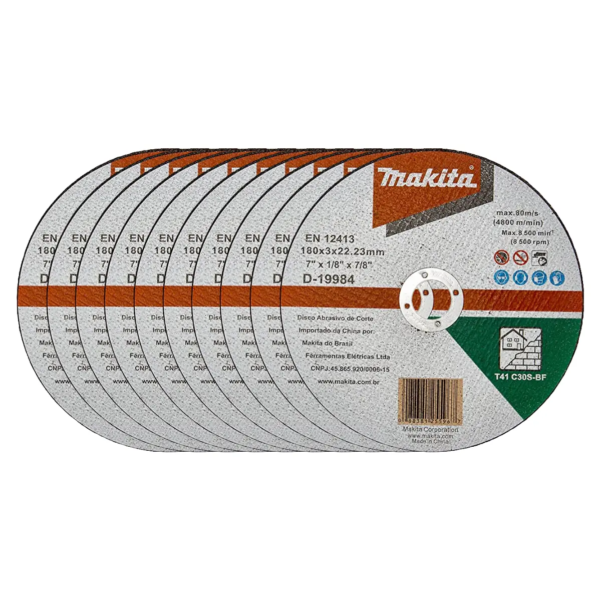 Disco De Corte Para Concreto 180mm Makita D-19984 - 10 Unidades