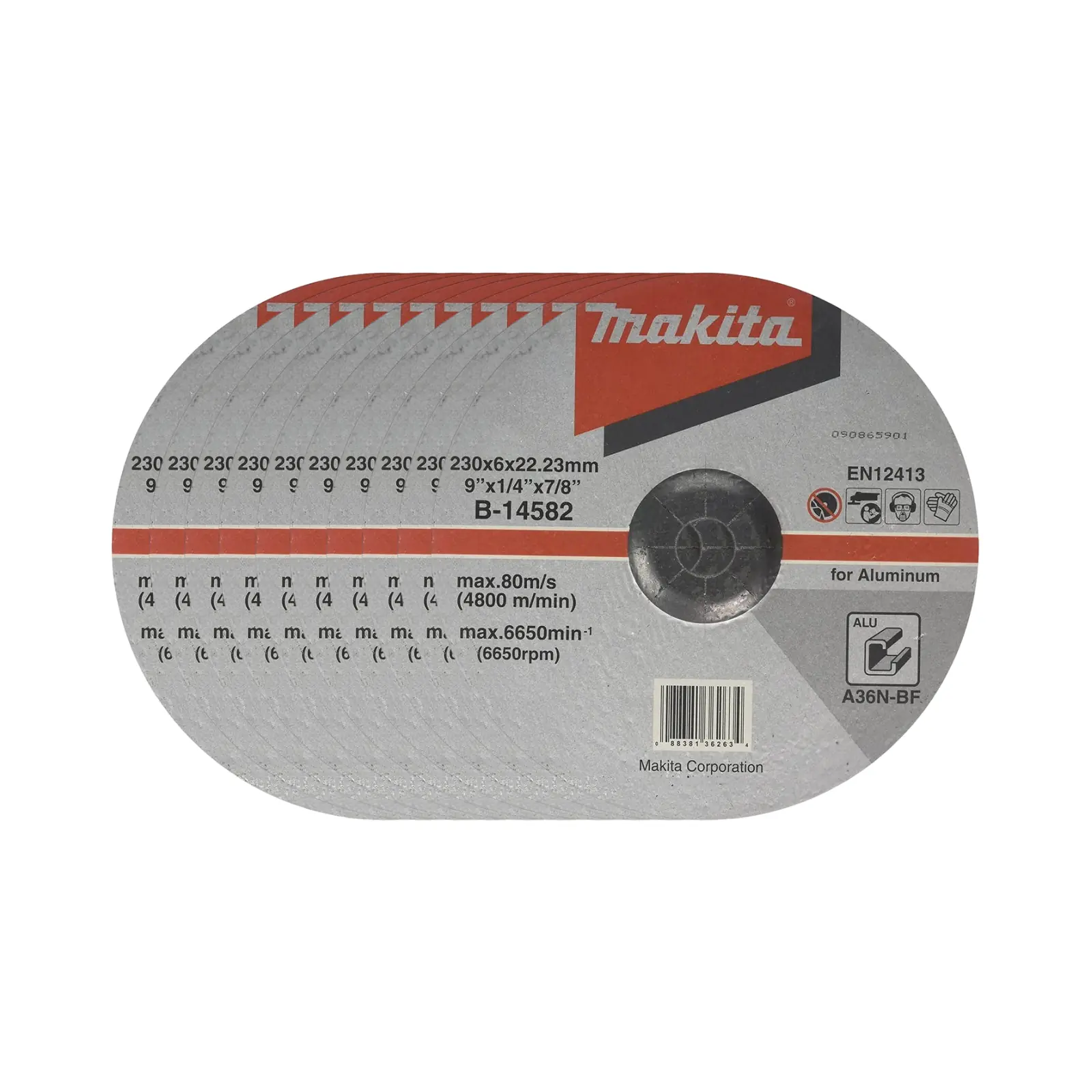 Disco De Desbaste 9  230x6.0x22mm Para Alumínio Makita B-14582 - 10 Unidades