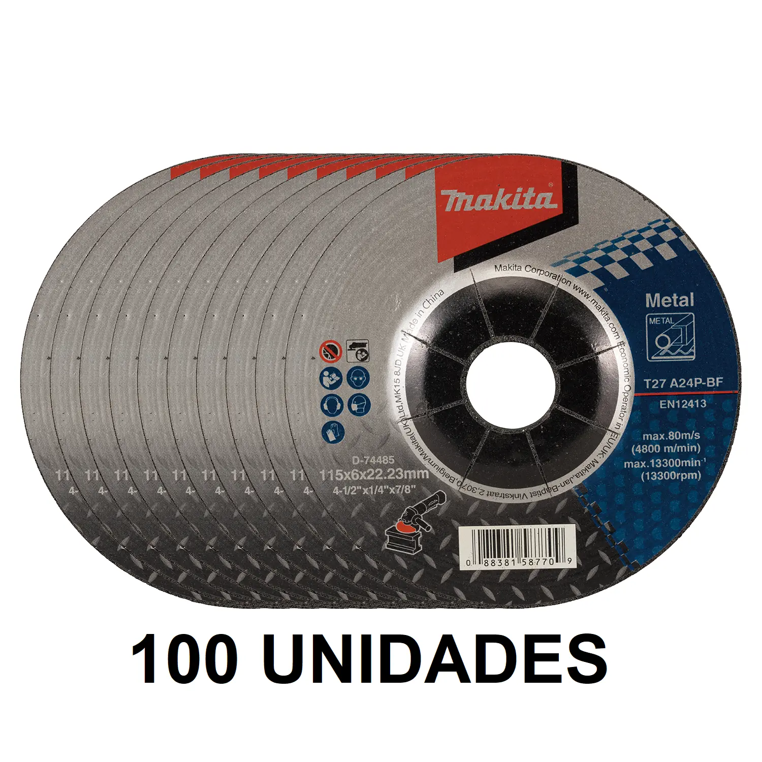 Disco De Desbaste Para Aço 115mm Makita D-74485 - 100 Unidades