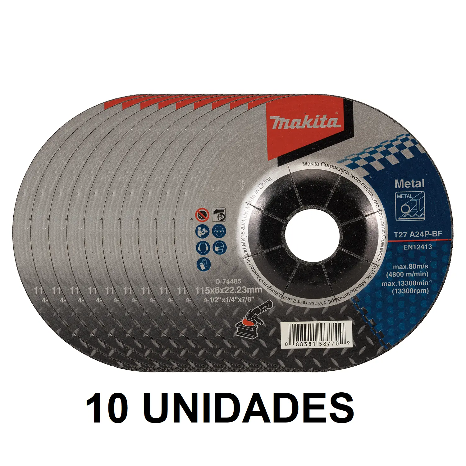 Disco De Desbaste Para Aço 115mm Makita D-74485 - 10 Unidades