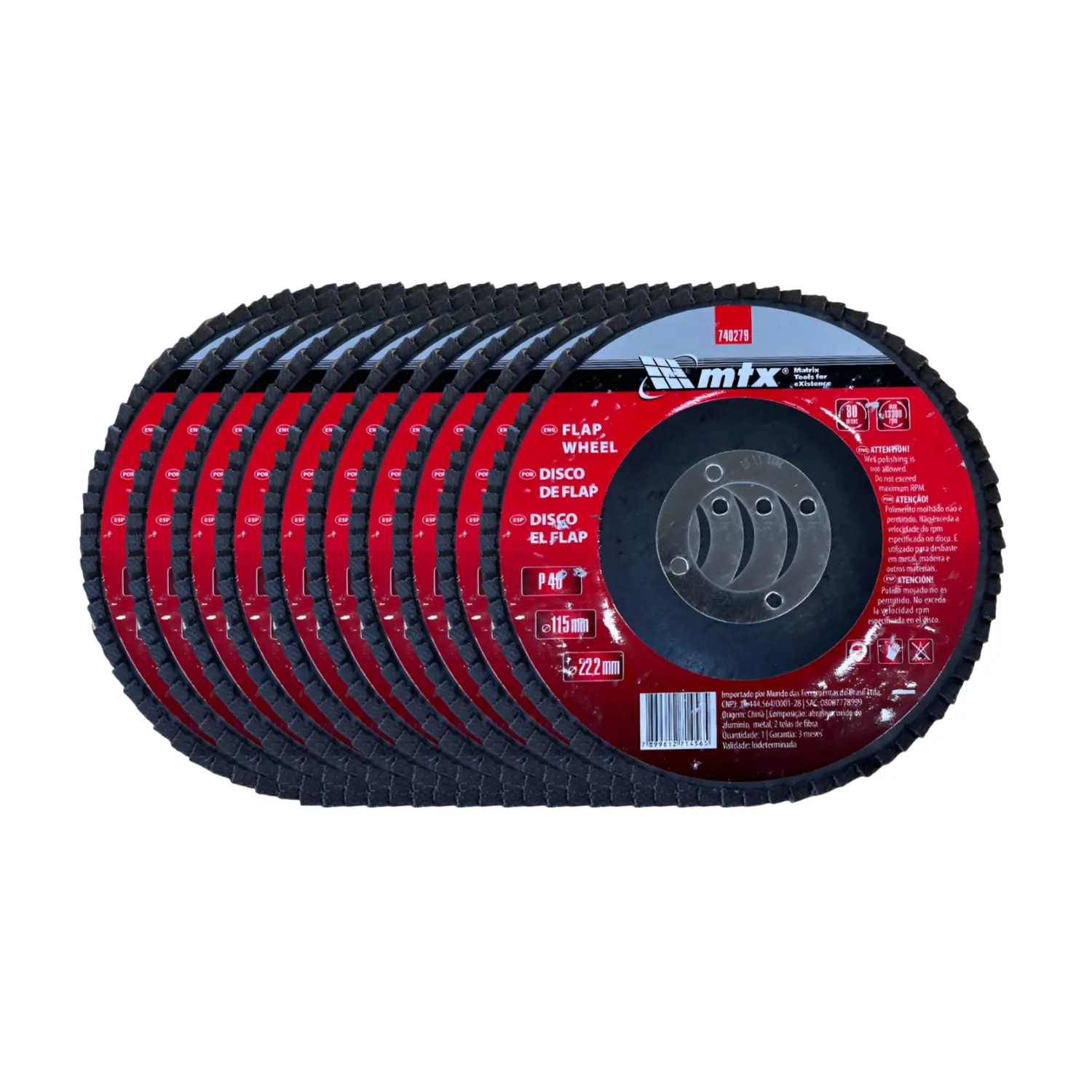Disco De Lixa Flap 4.1/2 115x22mm Grão 60 Mtx 740289 - 10 Unidades