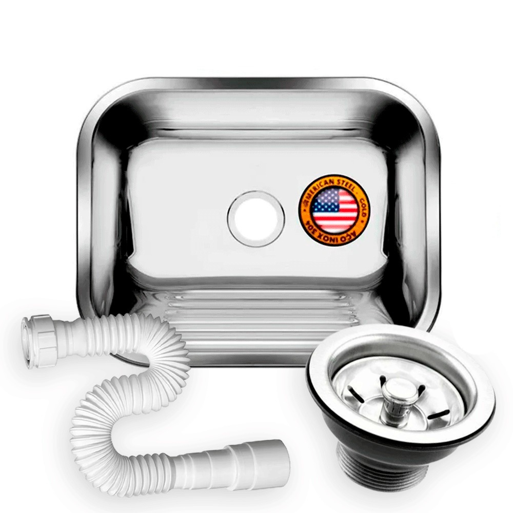 Tanque Inox 50x40x22cm Para Lavanderia Polido Acompanha A Válvula