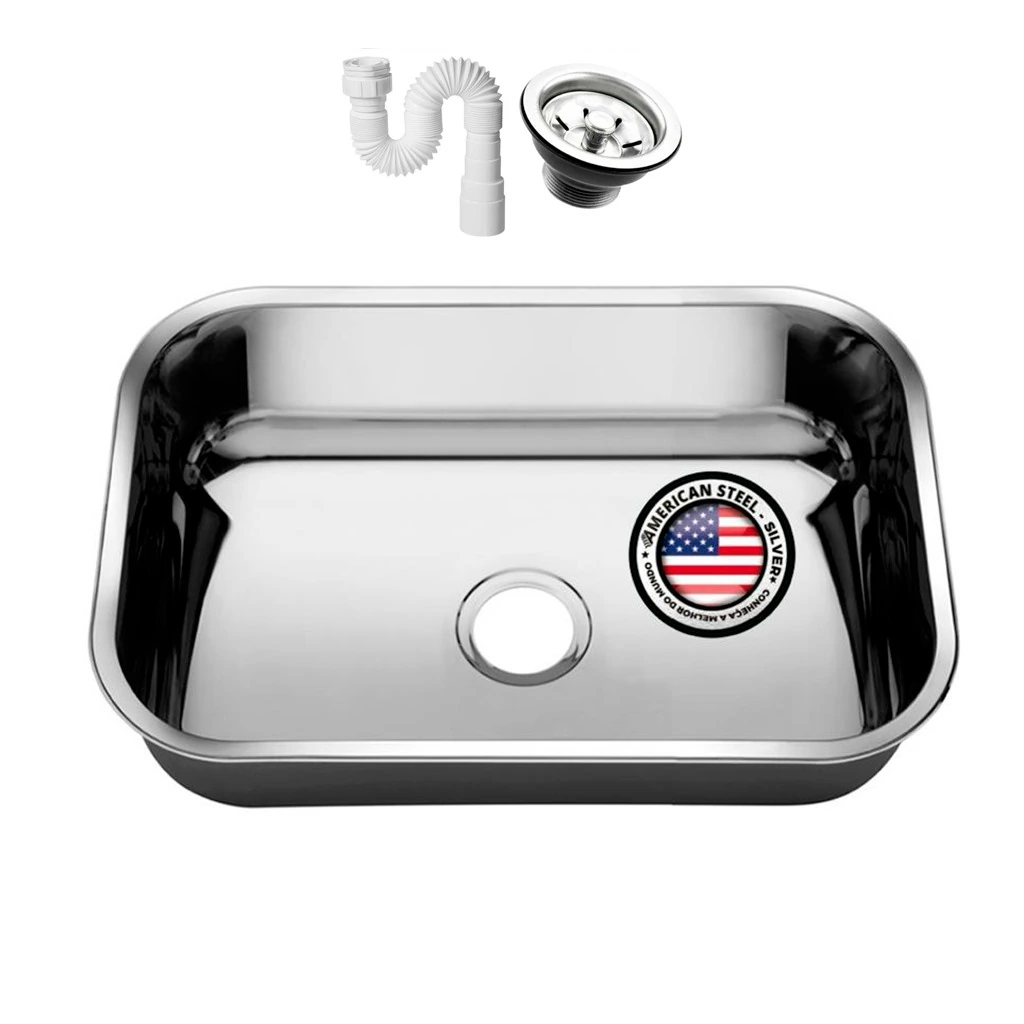 Cuba Pia Numero 1 Cozinha Inox American Steel 47x30x17 + Sifão + Válvula