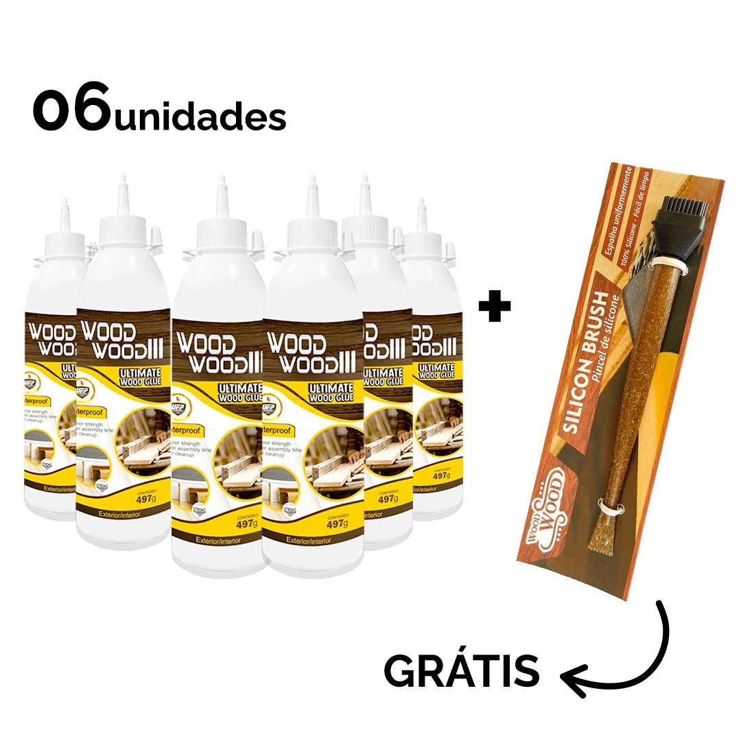 Kit Cola Para Madeira Wood Wood 3 497g - 6 Unidades